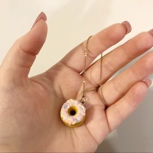 Adorable, Pink-Sprinkle donut necklace!